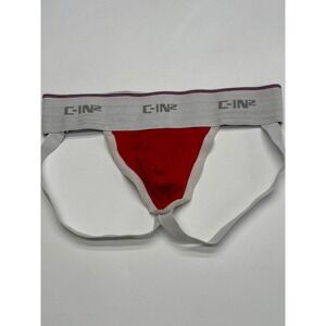 C-IN2 Mens Red Jock Strap Underwear Gray White Waistband Active Athletic small